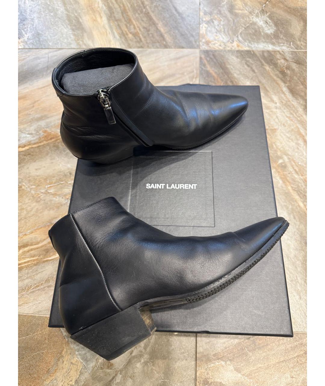 SAINT LAURENT Черные кожаные ботильоны, фото 5