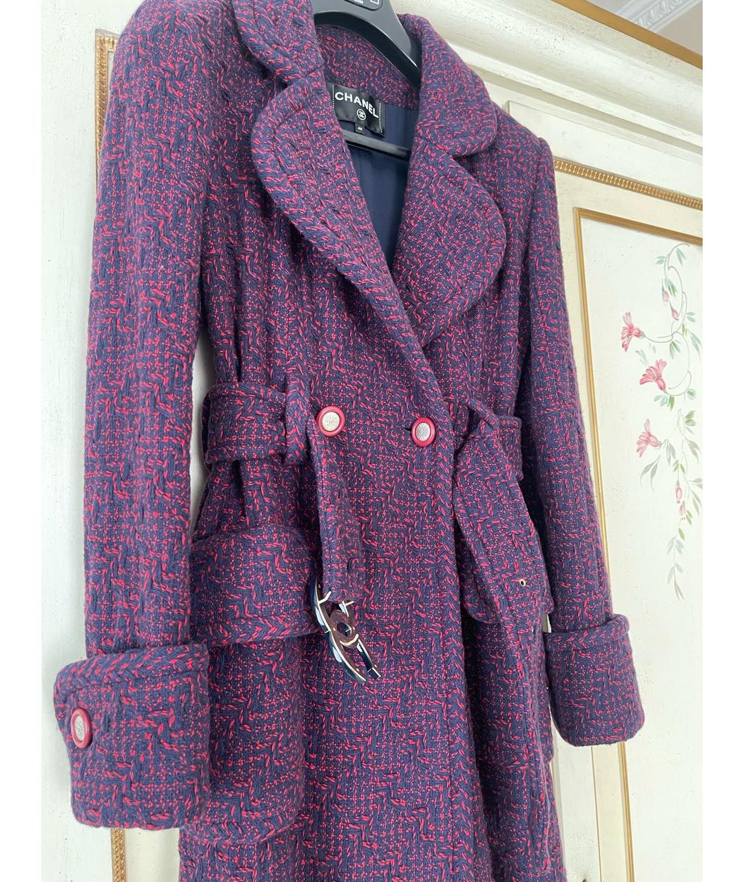 CHANEL Бордовое шерстяное пальто, фото 3