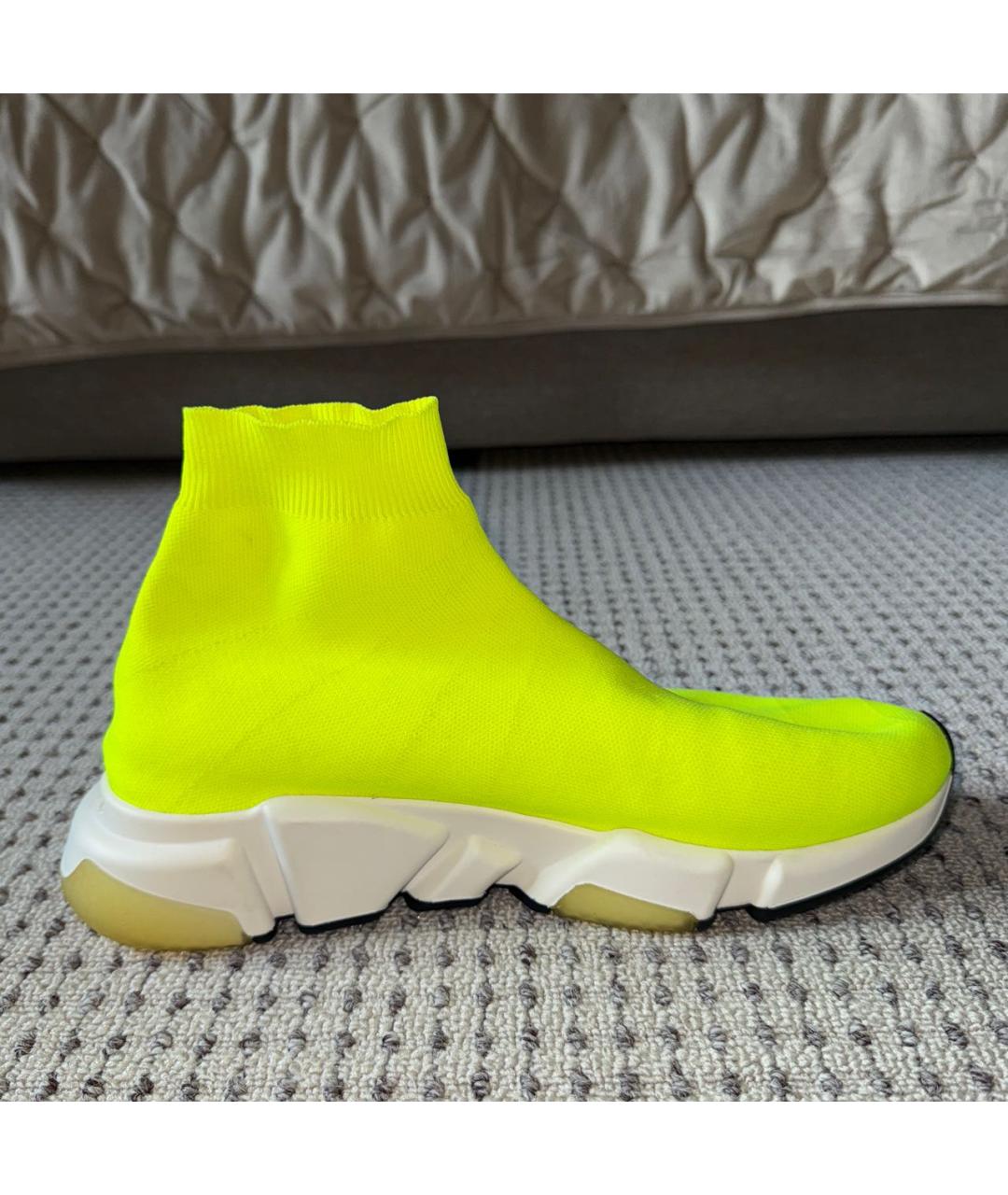 BALENCIAGA Желтые текстильные высокие кроссовки / кеды, фото 7