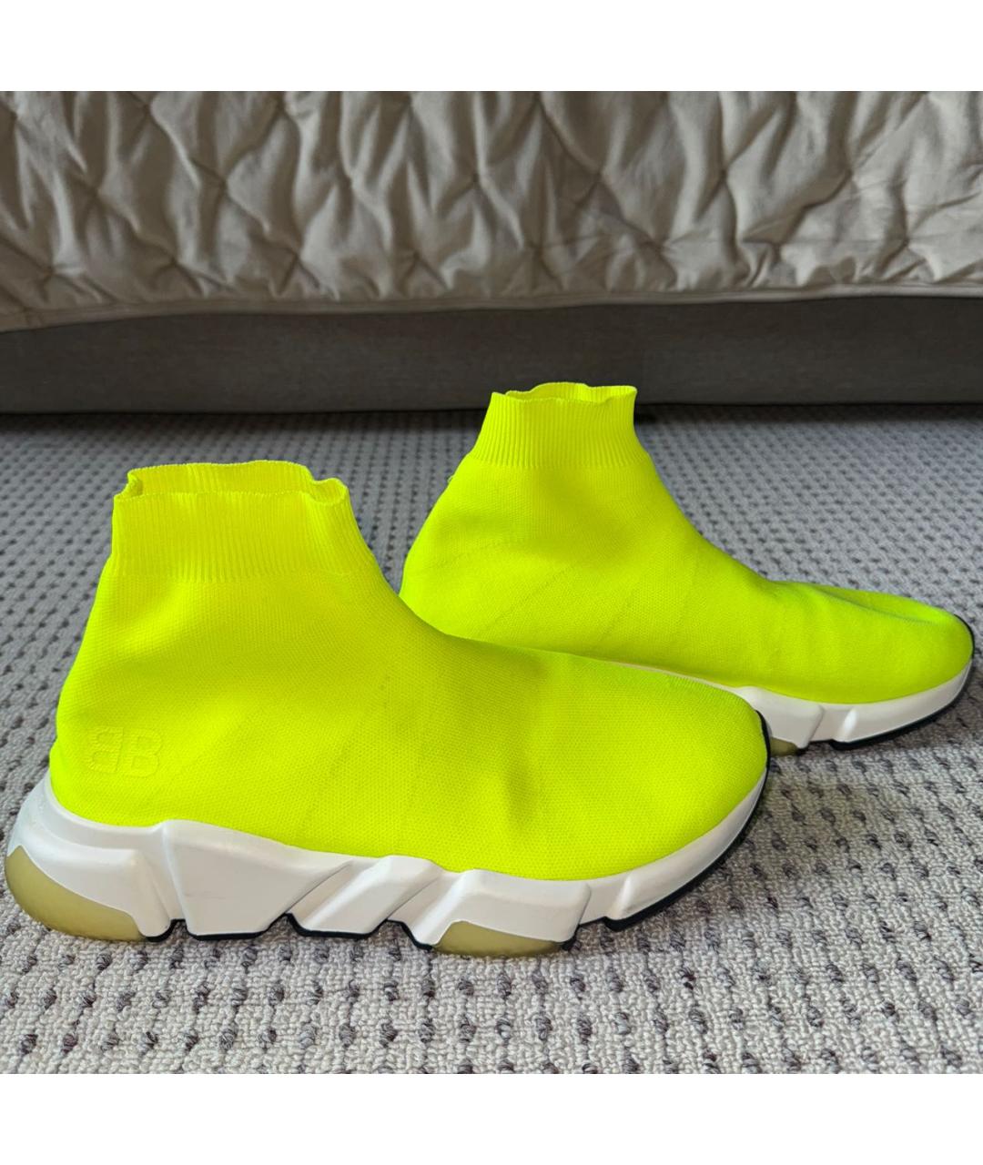 BALENCIAGA Желтые текстильные высокие кроссовки / кеды, фото 5