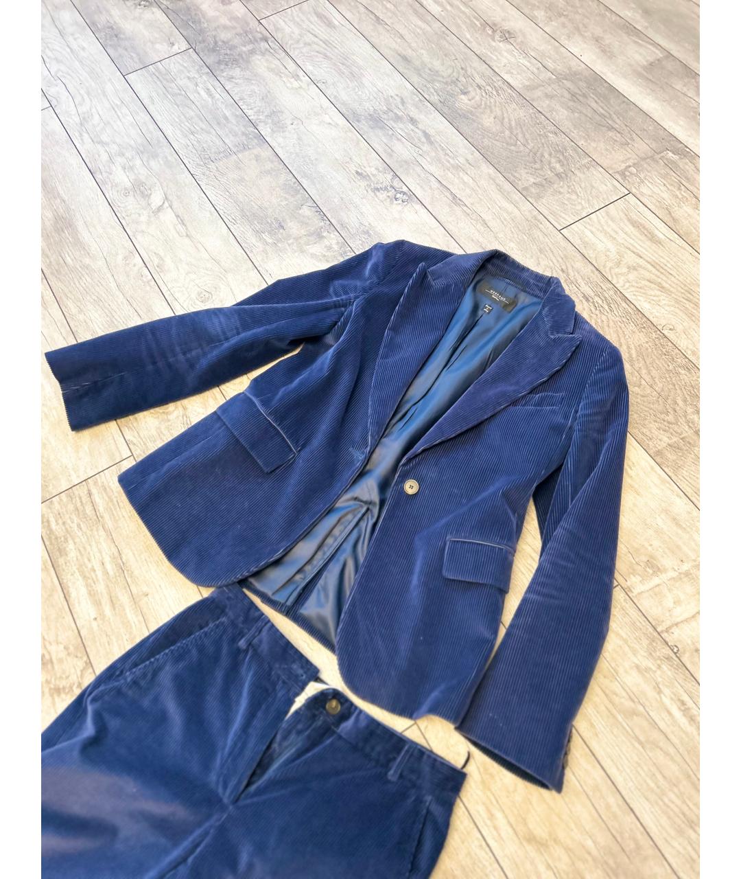 WEEKEND MAX MARA Синий хлопковый костюм с брюками, фото 2