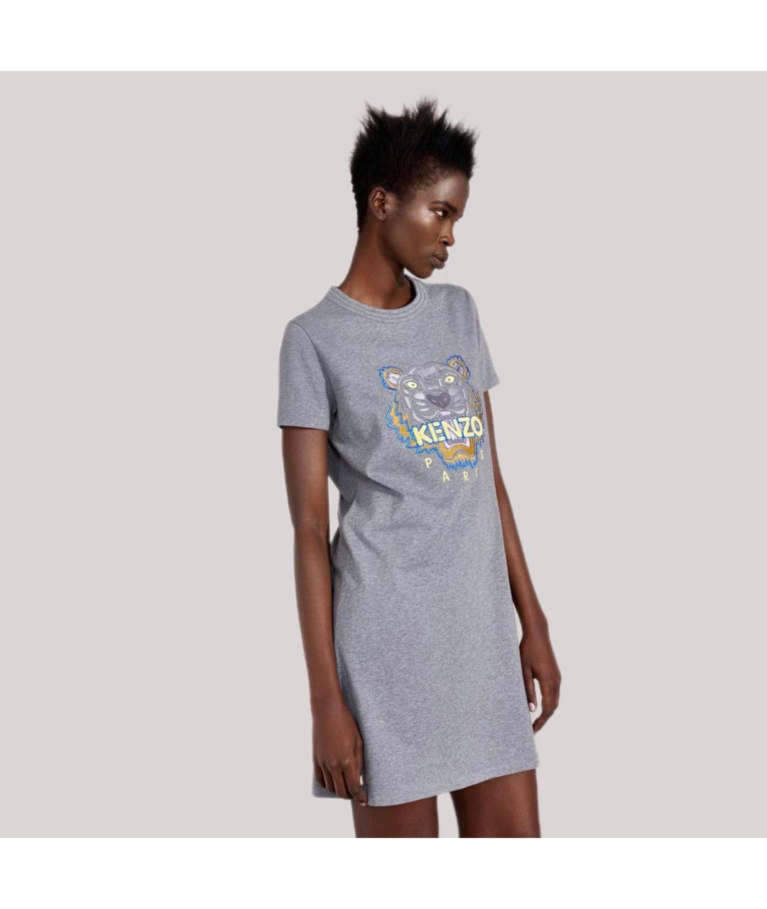 KENZO Серое хлопковое повседневное платье, фото 8