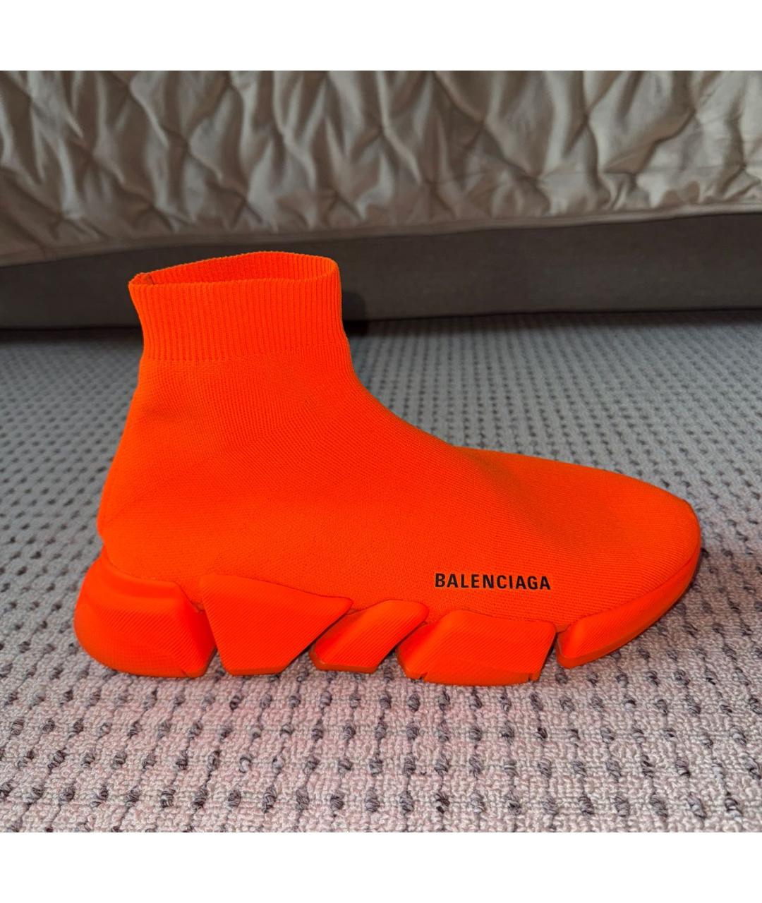 BALENCIAGA Оранжевое текстильные высокие кроссовки / кеды, фото 7