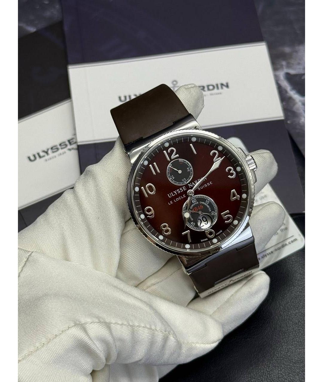 Ulysse Nardin Коричневые стальные часы, фото 2