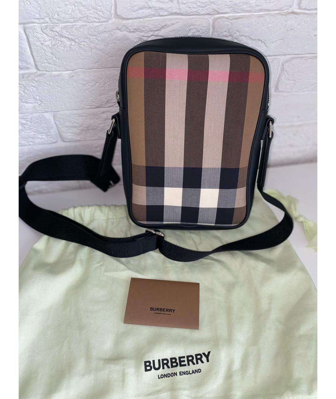 BURBERRY Коричневая тканевая сумка на плечо, фото 4