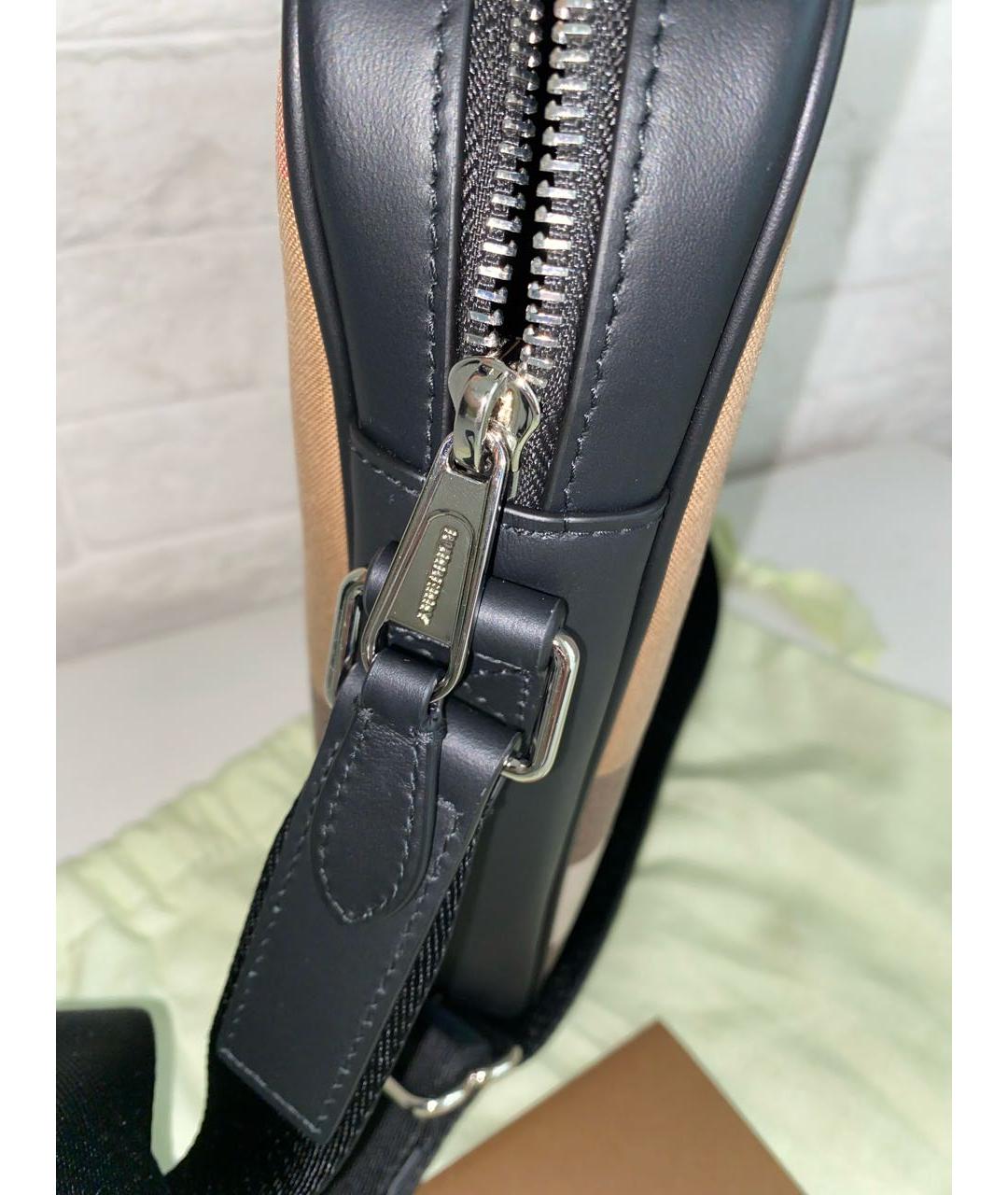 BURBERRY Коричневая тканевая сумка на плечо, фото 5