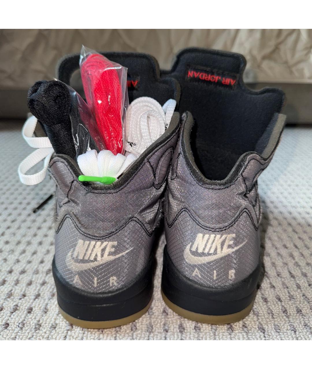 NIKE X OFF-WHITE Антрацитовые текстильные высокие кроссовки / кеды, фото 4