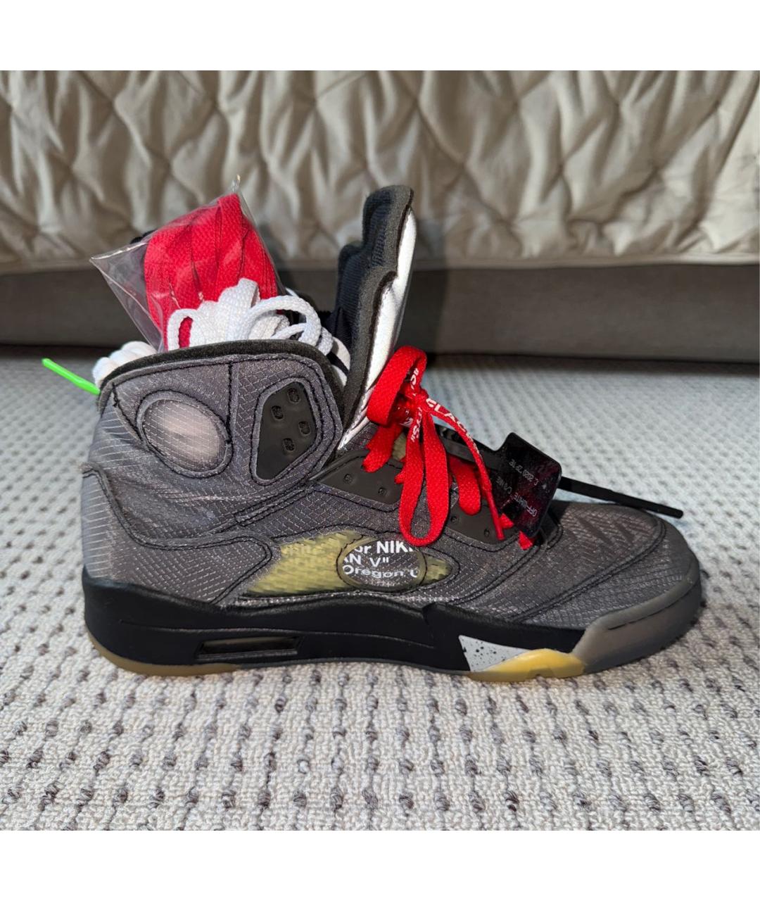 NIKE X OFF-WHITE Антрацитовые текстильные высокие кроссовки / кеды, фото 8
