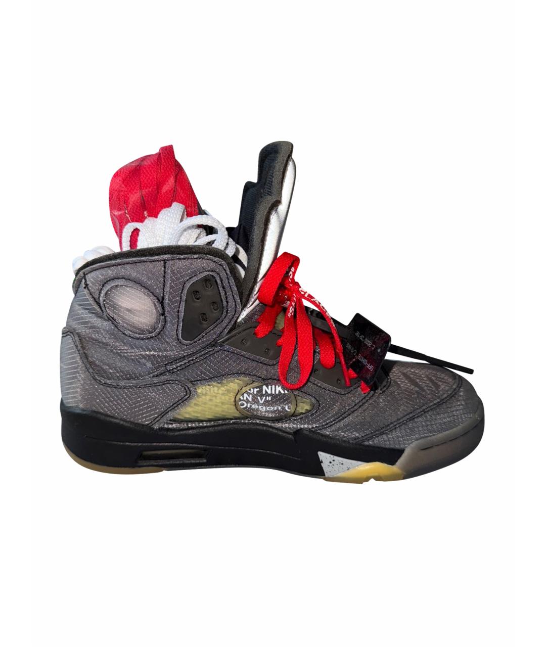 NIKE X OFF-WHITE Антрацитовые текстильные высокие кроссовки / кеды, фото 1