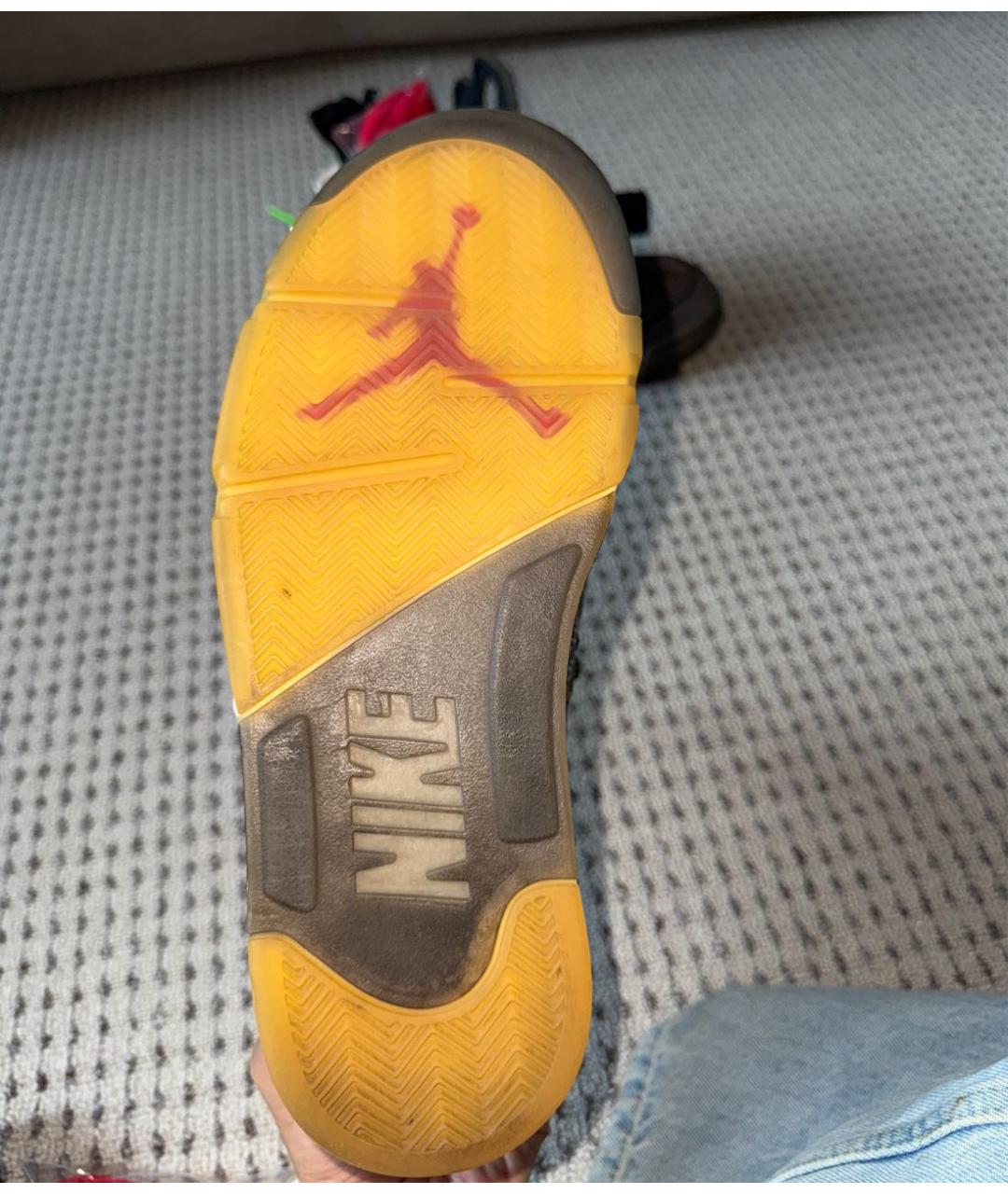 NIKE X OFF-WHITE Антрацитовые текстильные высокие кроссовки / кеды, фото 6