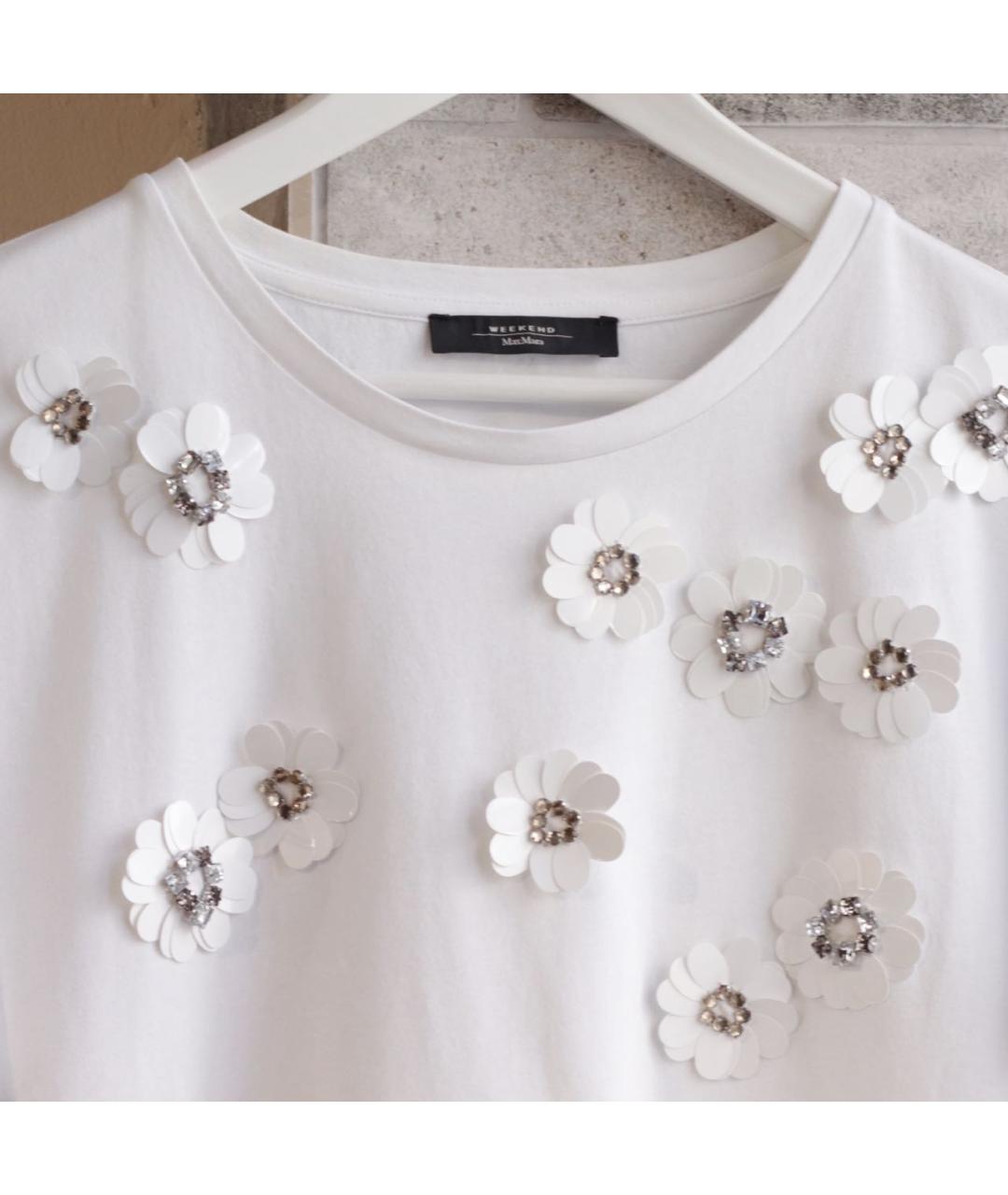 WEEKEND MAX MARA Белая хлопковая футболка, фото 4