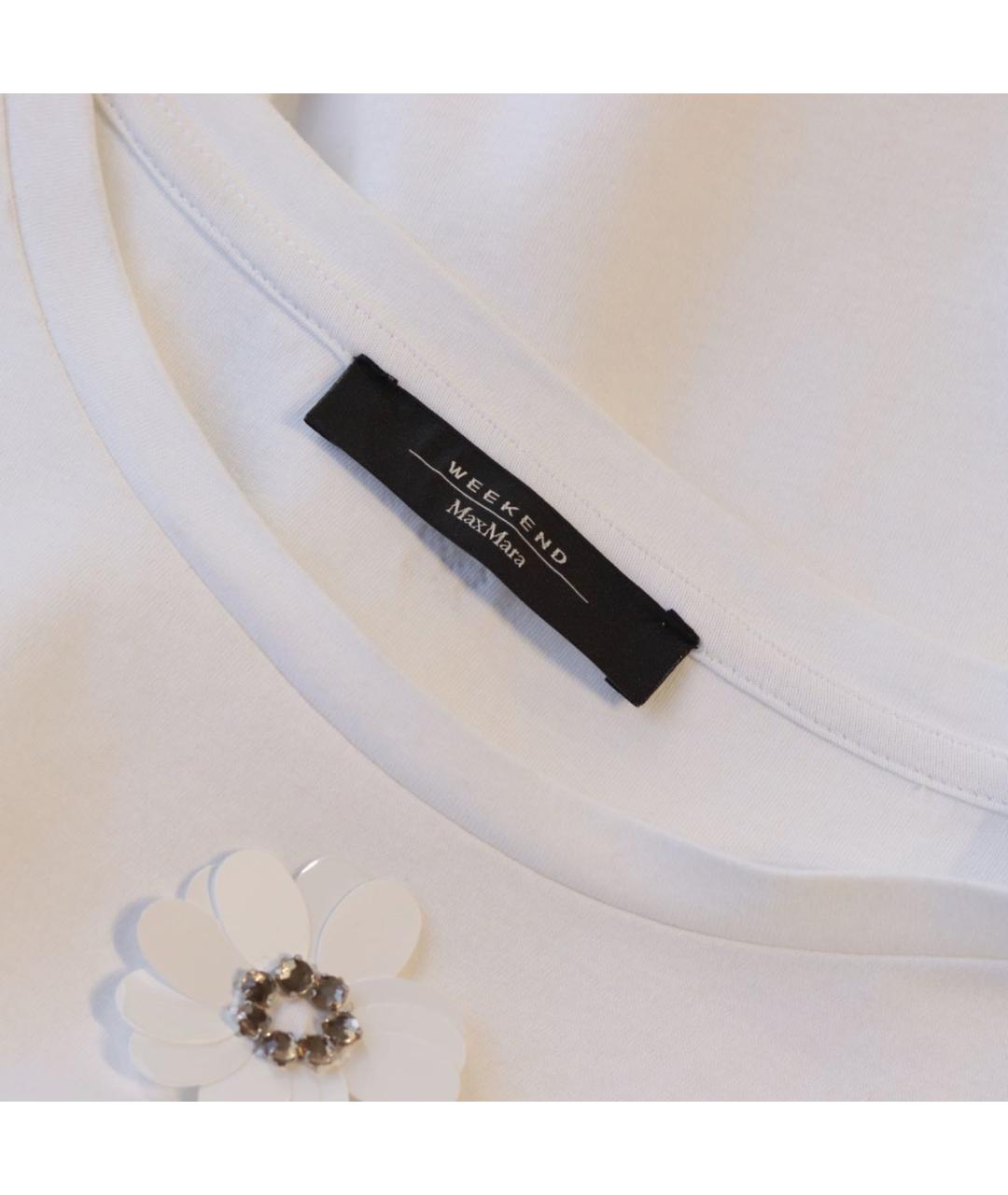 WEEKEND MAX MARA Белая хлопковая футболка, фото 3