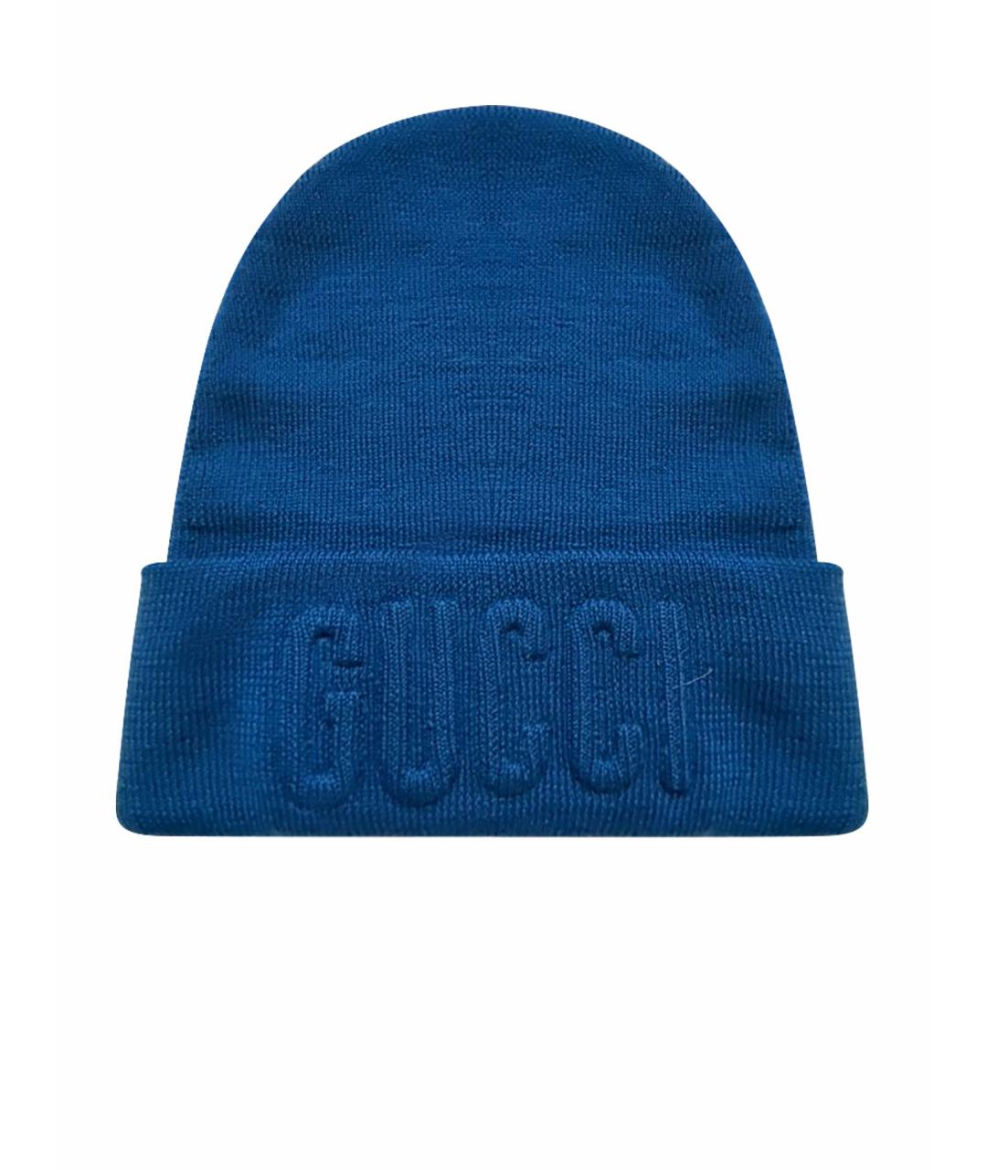 GUCCI Синяя шерстяная шапка, фото 1