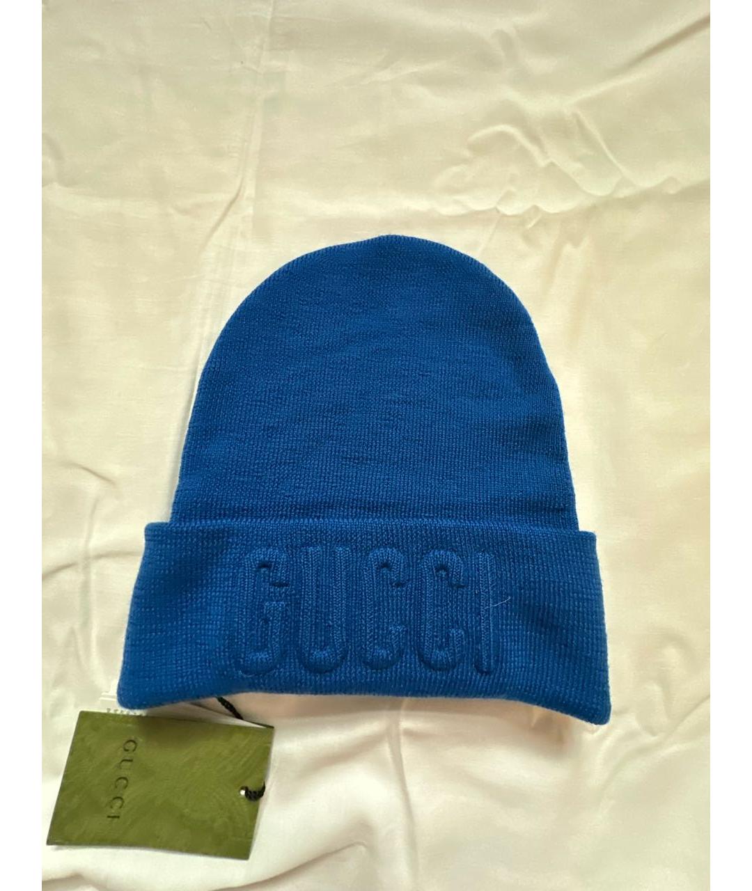 GUCCI Синяя шерстяная шапка, фото 7