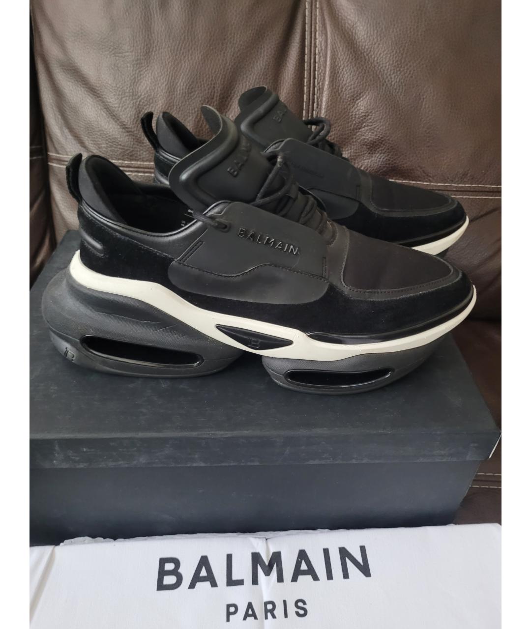 BALMAIN Черные кожаные низкие кроссовки / кеды, фото 8