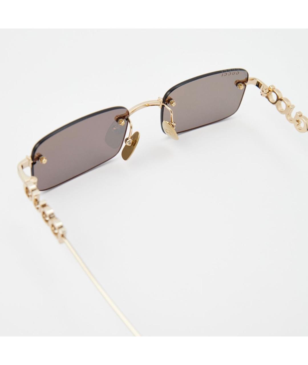GUCCI Золотые металлические солнцезащитные очки, фото 3
