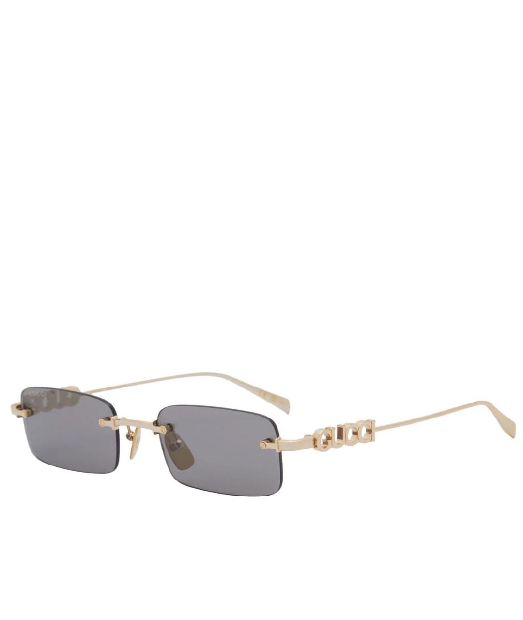 GUCCI Золотые металлические солнцезащитные очки, фото 1