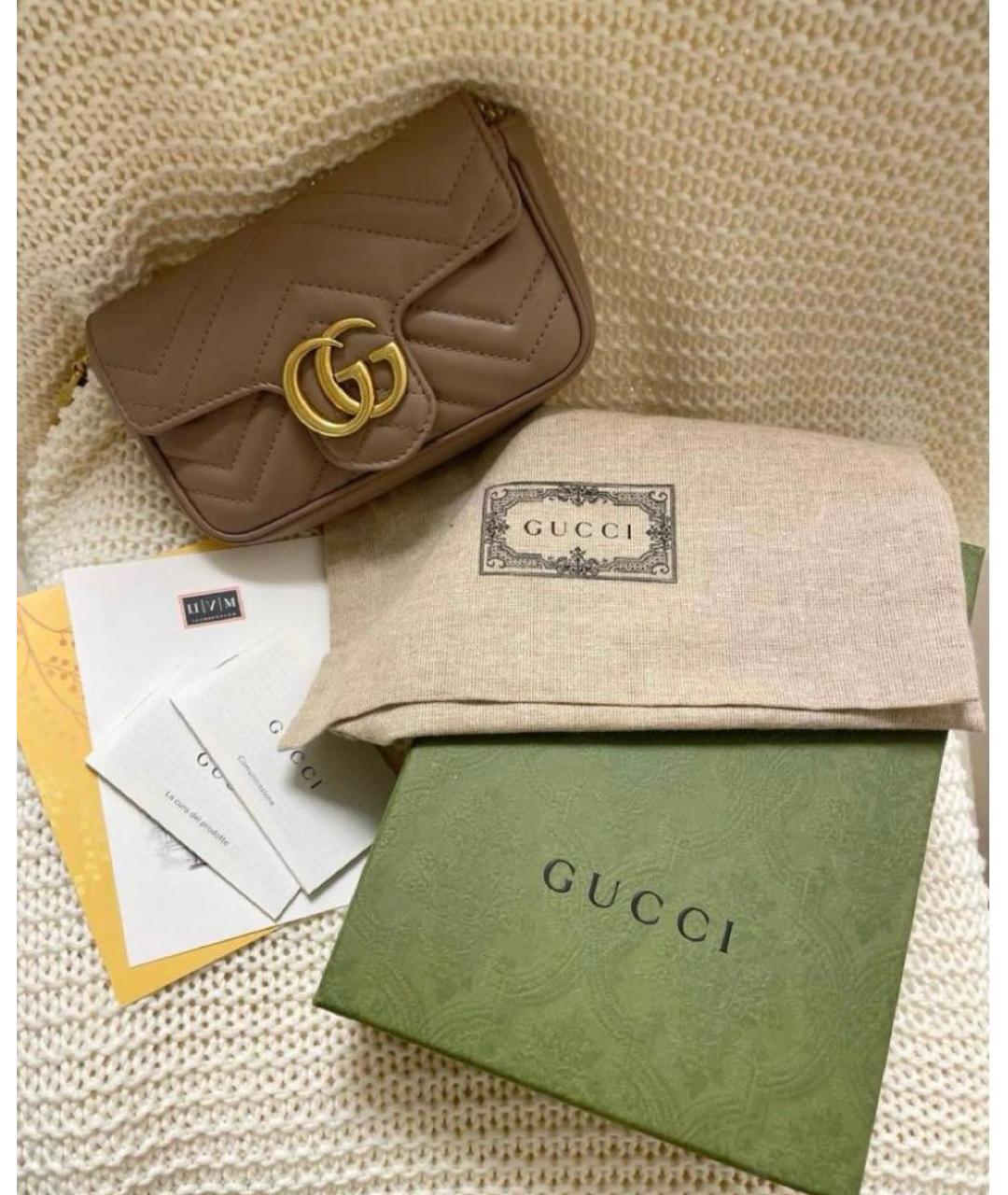 GUCCI Бежевая кожаная сумка через плечо, фото 3