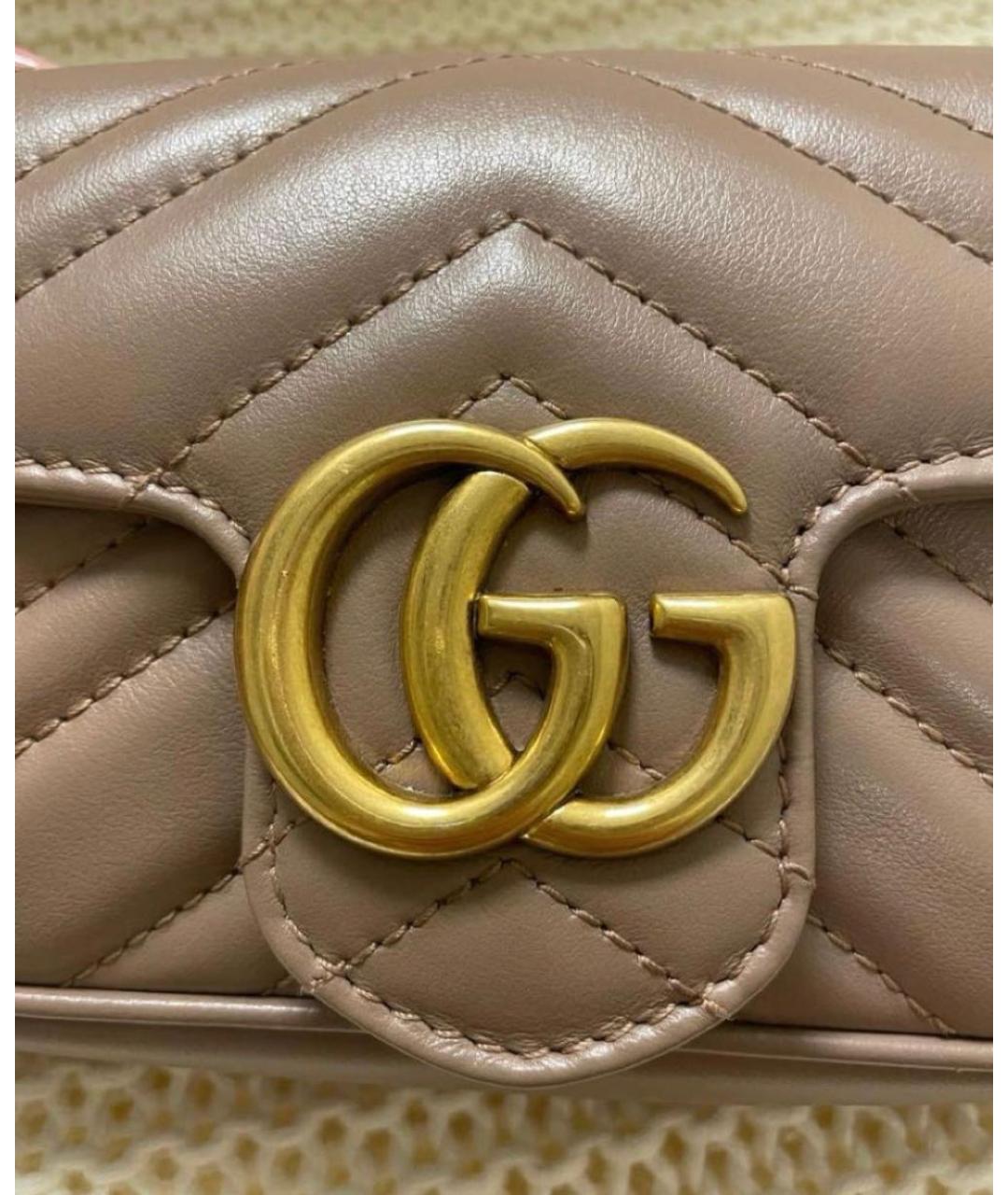 GUCCI Бежевая кожаная сумка через плечо, фото 6