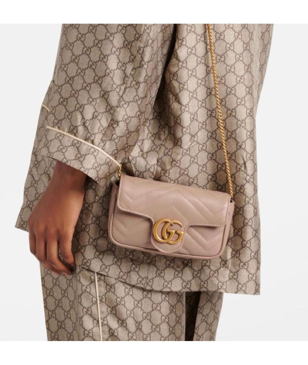 GUCCI Бежевая кожаная сумка через плечо, фото 2