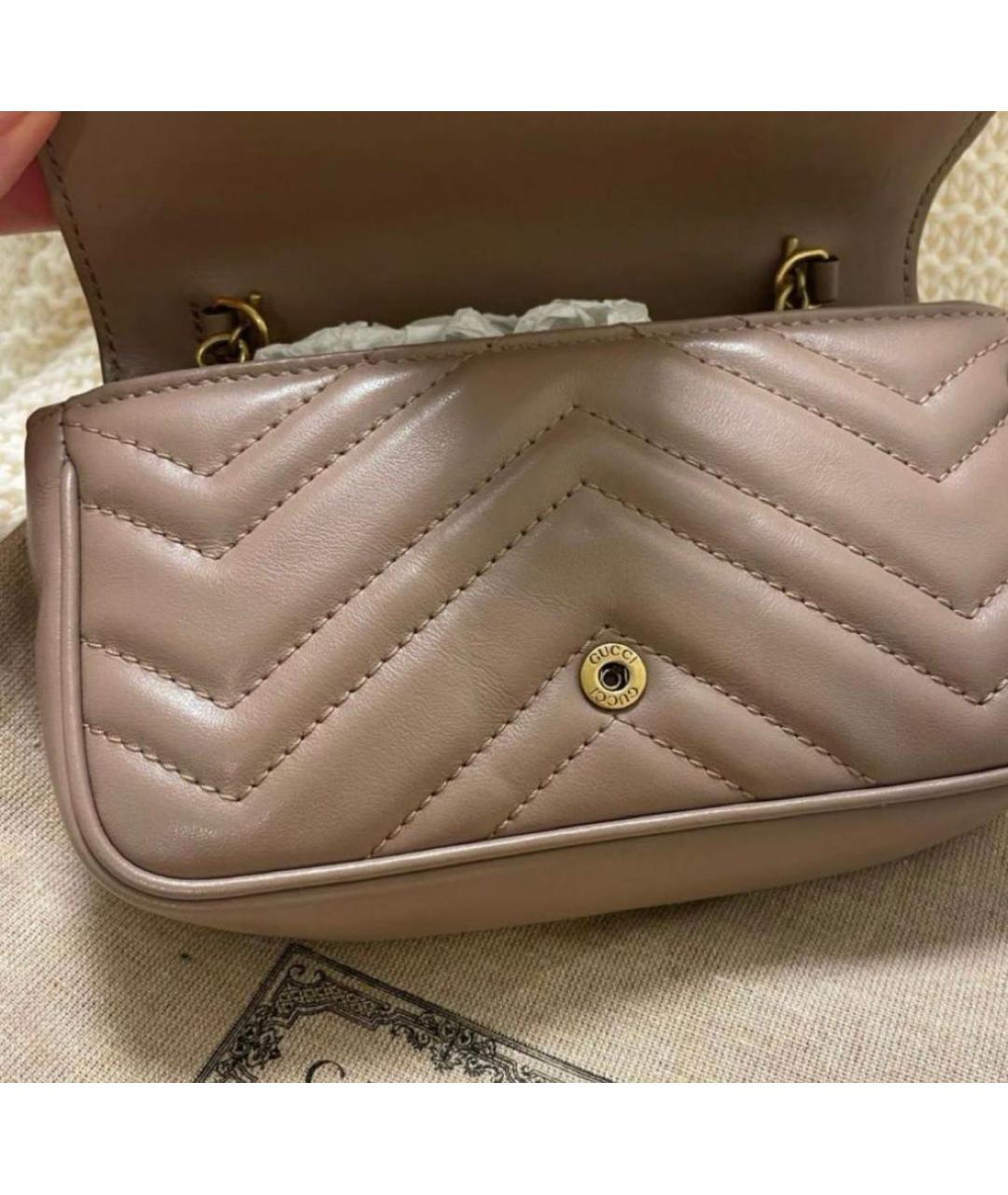 GUCCI Бежевая кожаная сумка через плечо, фото 5