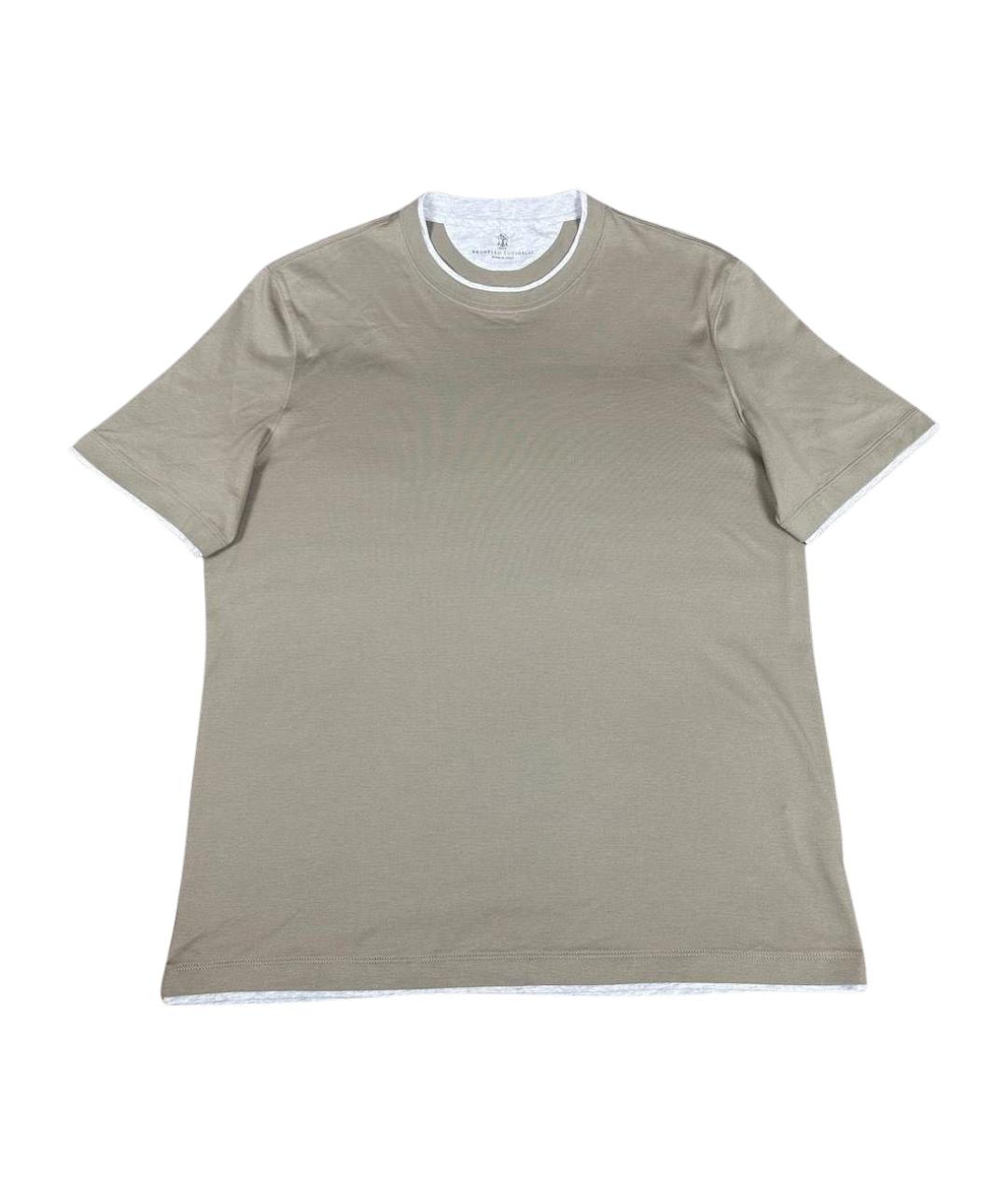 BRUNELLO CUCINELLI Бежевая хлопковая футболка, фото 1