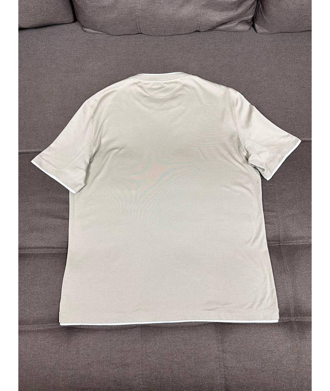 BRUNELLO CUCINELLI Бежевая хлопковая футболка, фото 2