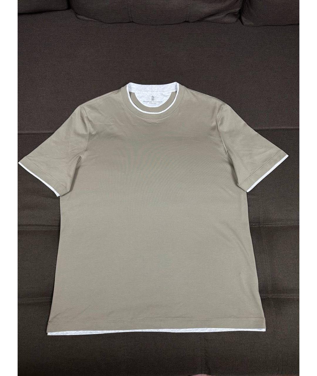 BRUNELLO CUCINELLI Бежевая хлопковая футболка, фото 6