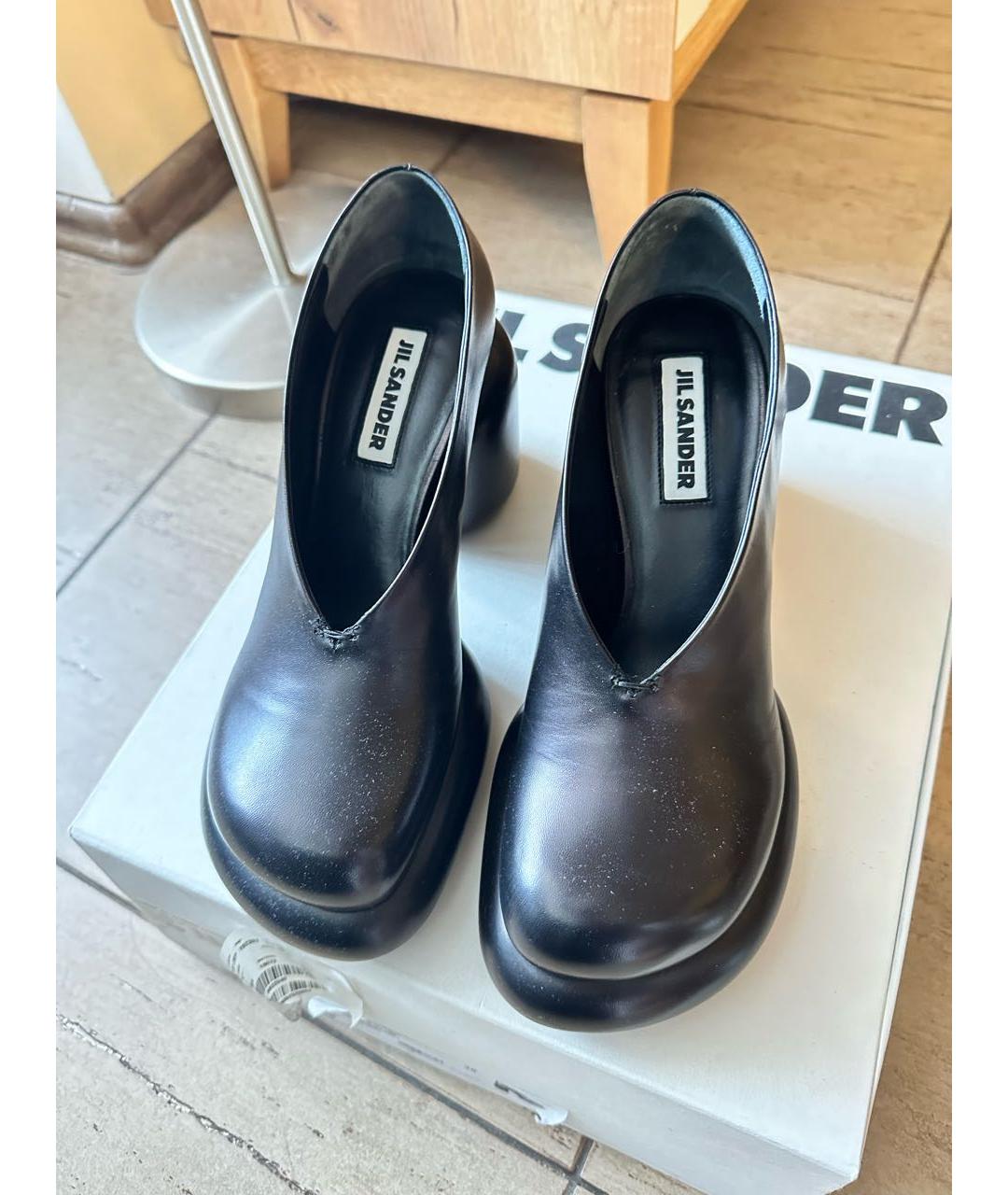 JIL SANDER Черные кожаные лоферы, фото 2
