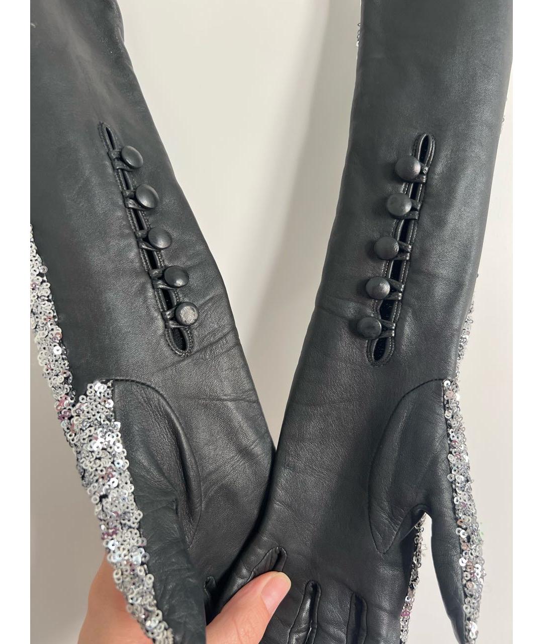 NINA RICCI Черные кожаные перчатки, фото 3