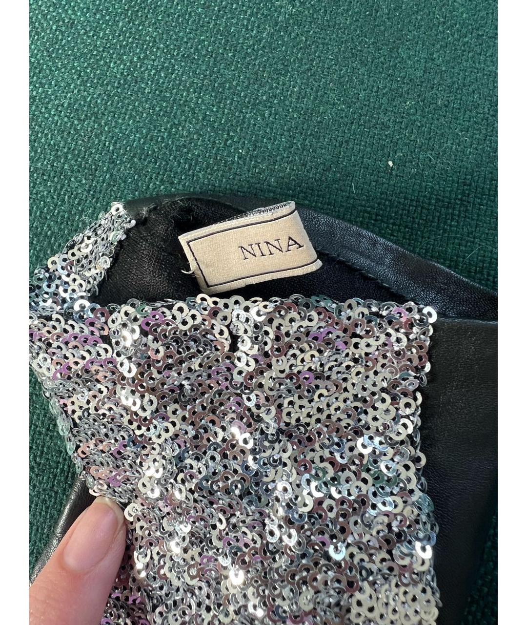 NINA RICCI Черные кожаные перчатки, фото 8