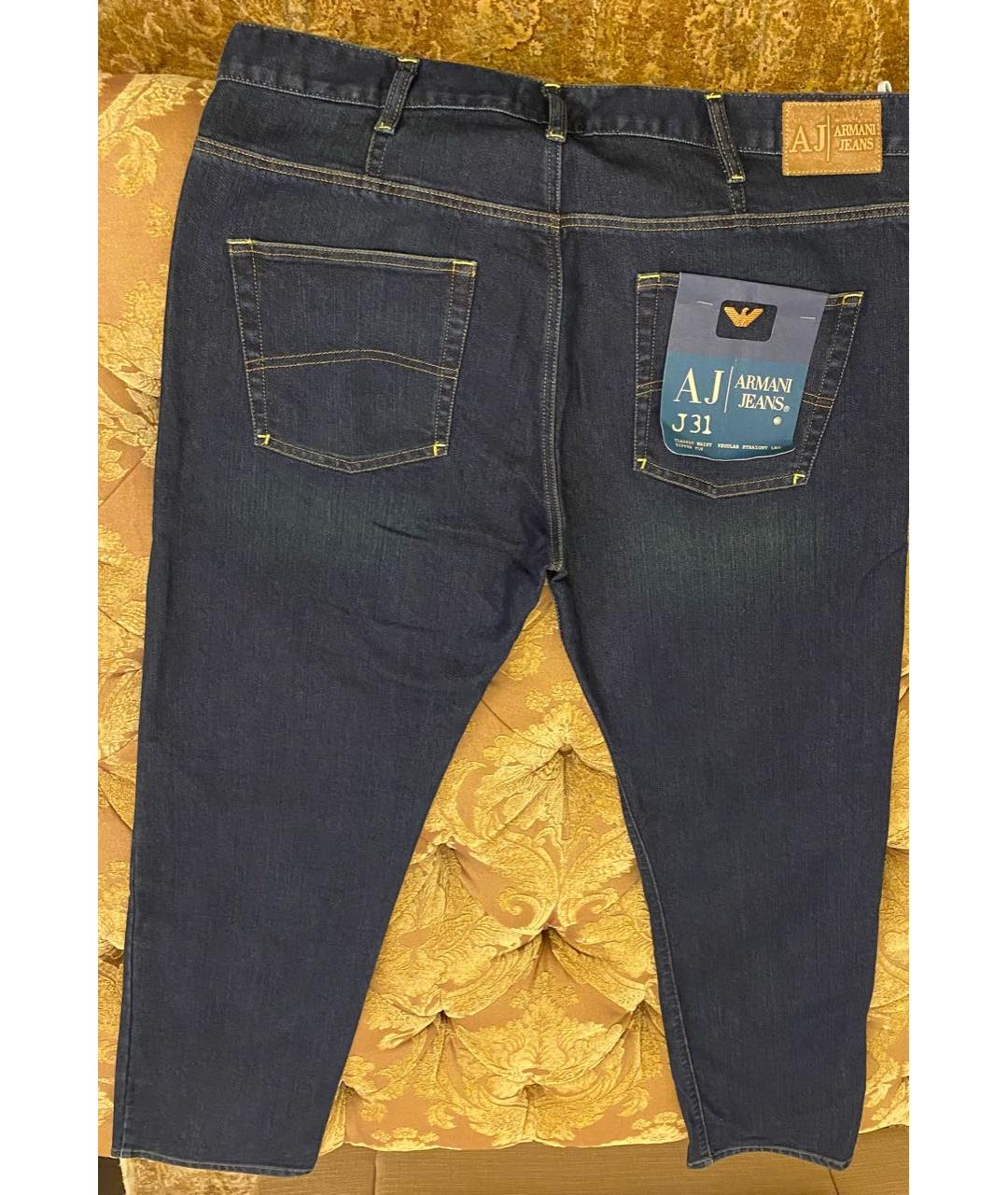 ARMANI JEANS Синие хлопковые прямые джинсы, фото 2