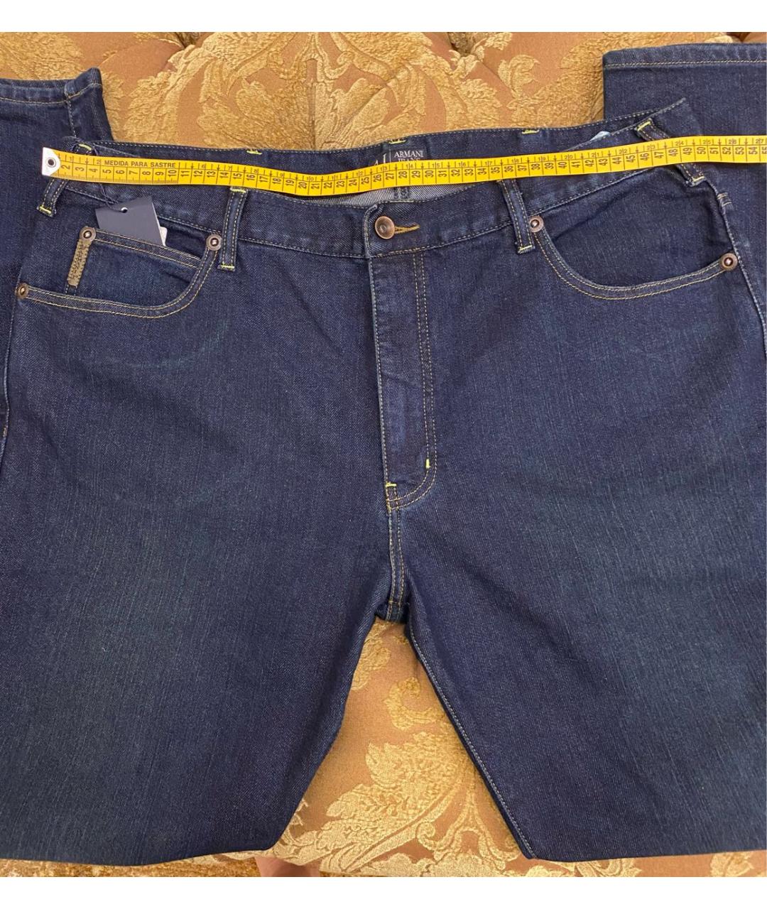 ARMANI JEANS Синие хлопковые прямые джинсы, фото 7