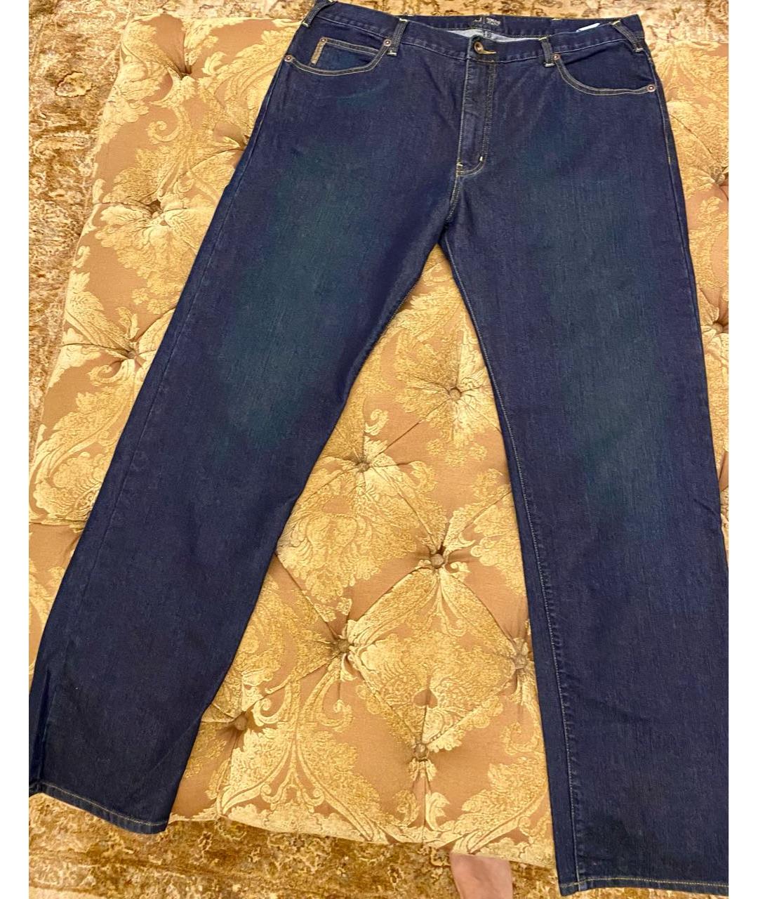 ARMANI JEANS Синие хлопковые прямые джинсы, фото 9