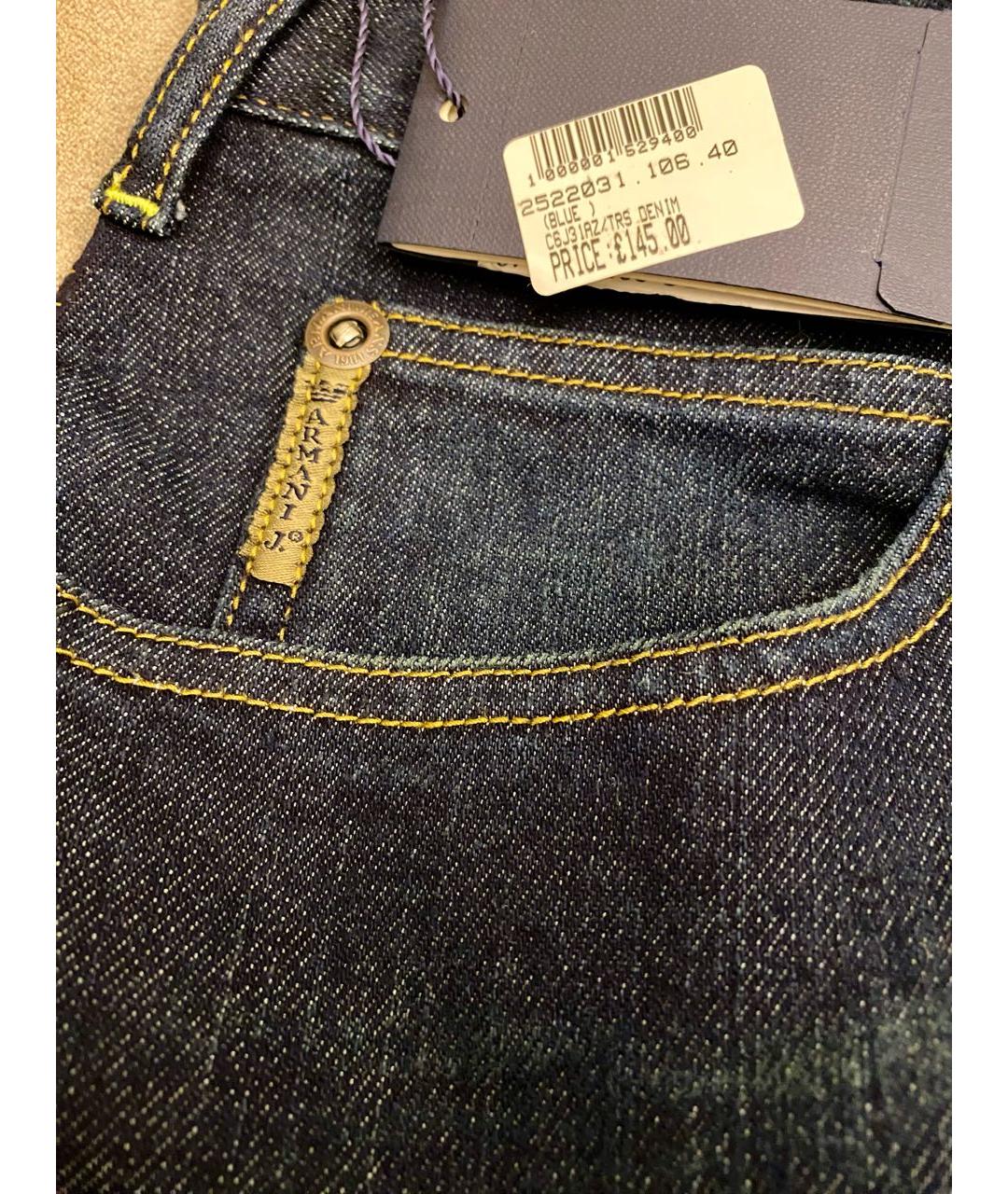 ARMANI JEANS Синие хлопковые прямые джинсы, фото 6
