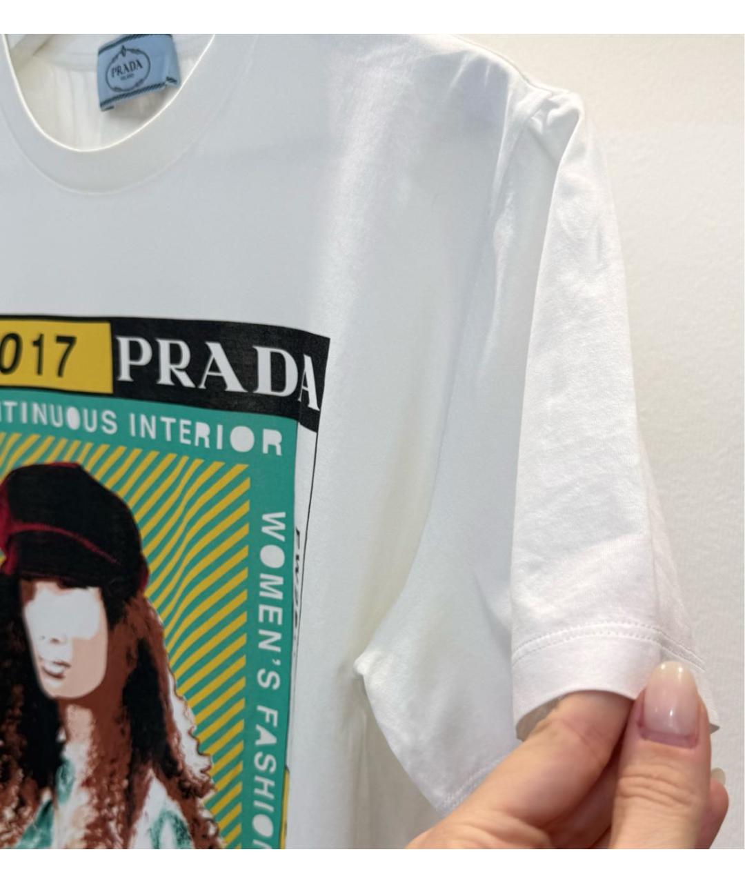 PRADA Белая хлопковая футболка, фото 5