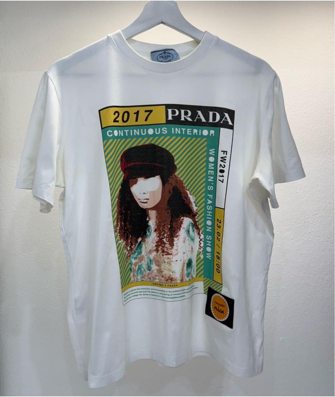 PRADA Белая хлопковая футболка, фото 4