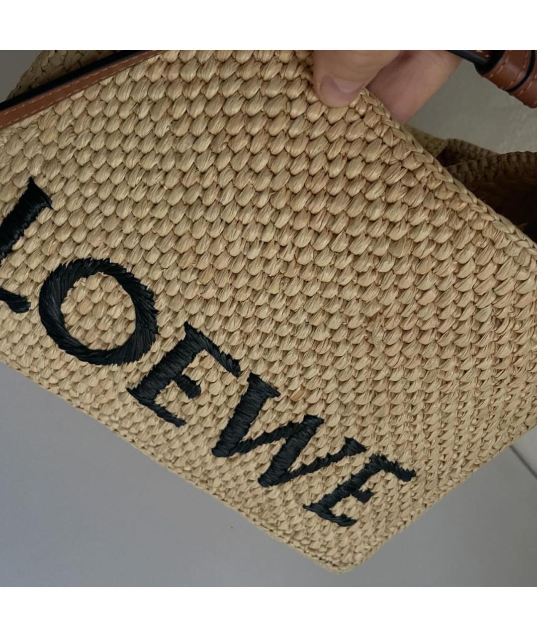 LOEWE Бежевая пелетеная пляжная сумка, фото 4