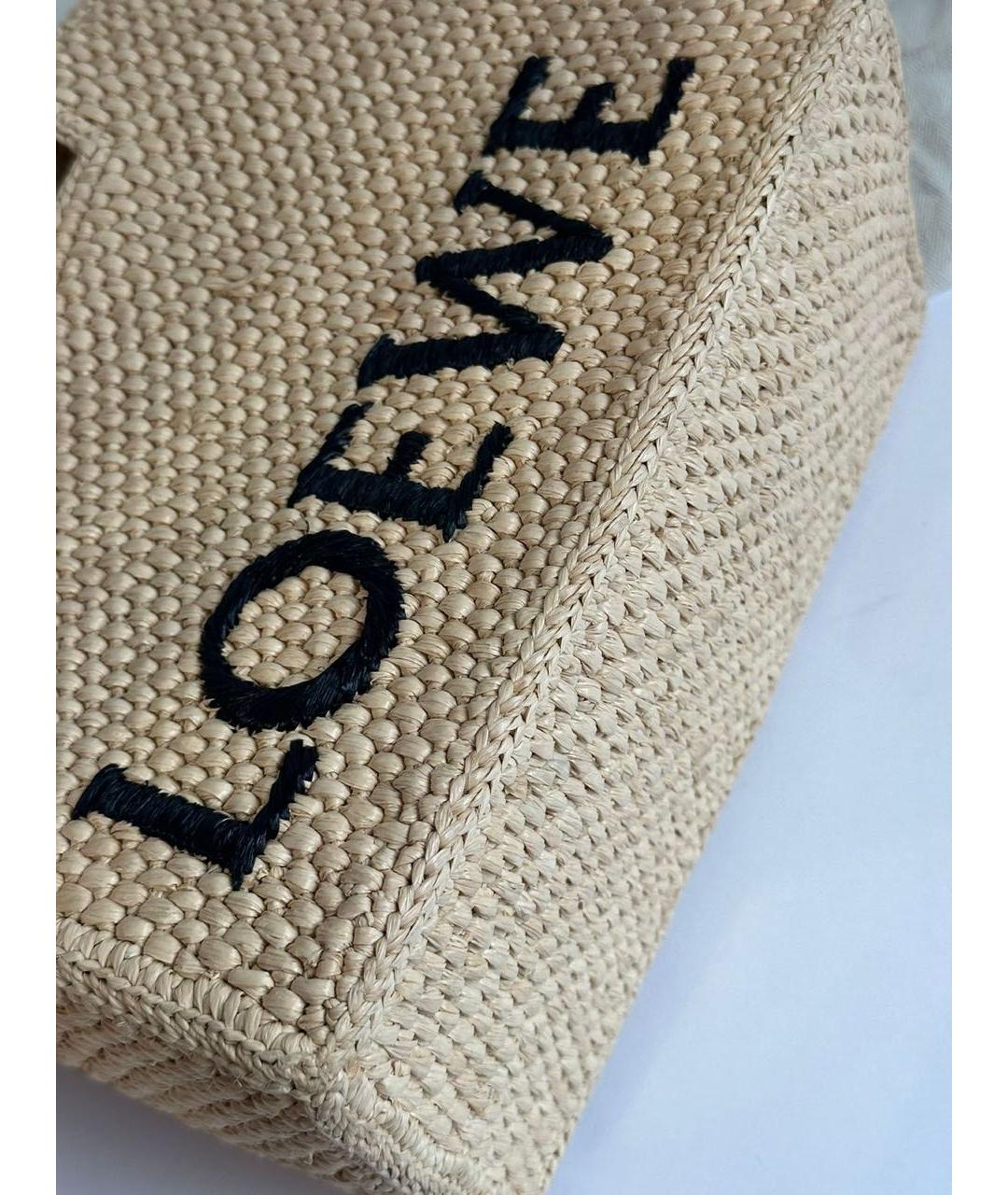 LOEWE Бежевая пелетеная пляжная сумка, фото 2