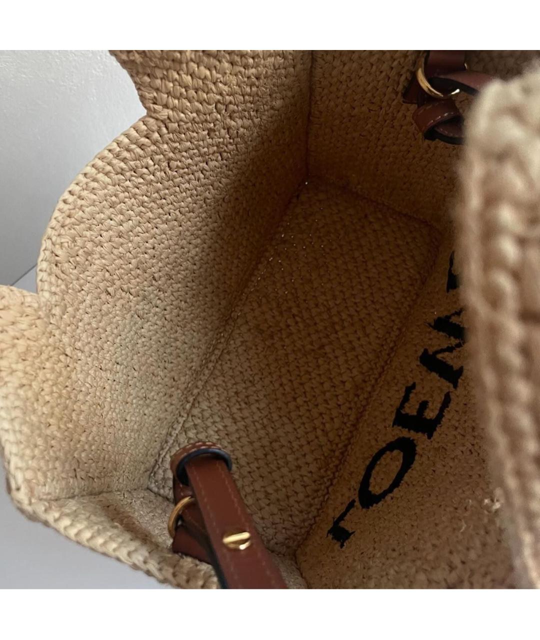 LOEWE Бежевая пелетеная пляжная сумка, фото 5