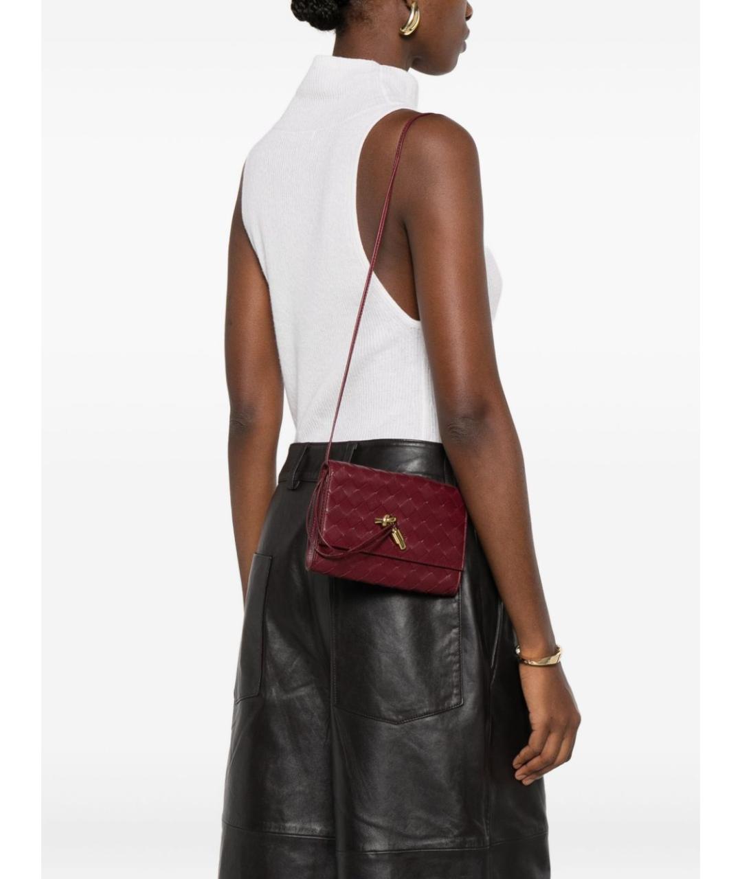 BOTTEGA VENETA Бордовая кожаная сумка через плечо, фото 2
