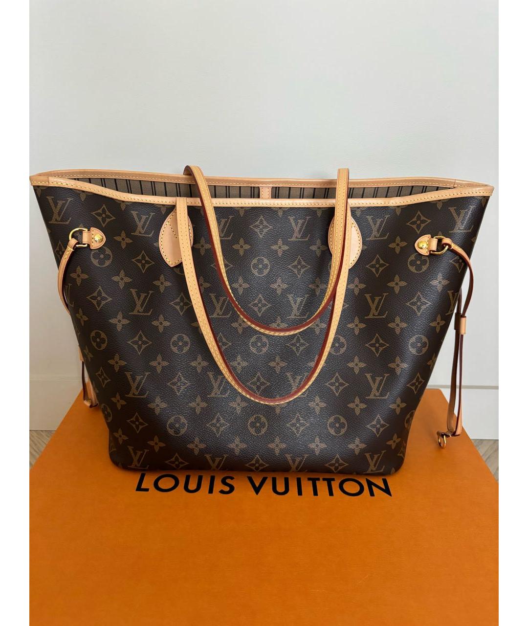 LOUIS VUITTON Коричневая кожаная сумка тоут, фото 8