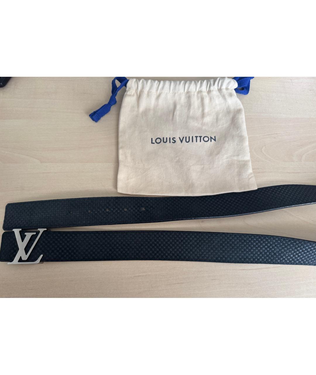LOUIS VUITTON Темно-синий замшевый ремень, фото 8