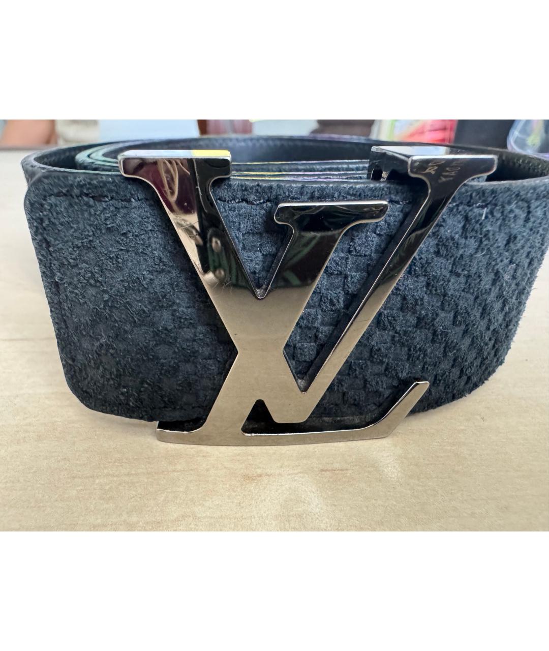 LOUIS VUITTON Темно-синий замшевый ремень, фото 5