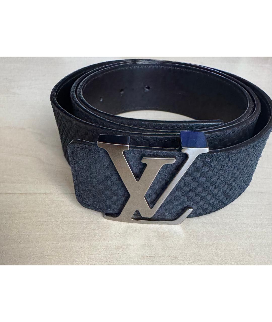 LOUIS VUITTON Темно-синий замшевый ремень, фото 7