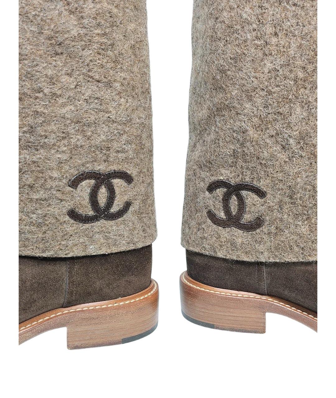 CHANEL Коричневые замшевые сапоги, фото 5