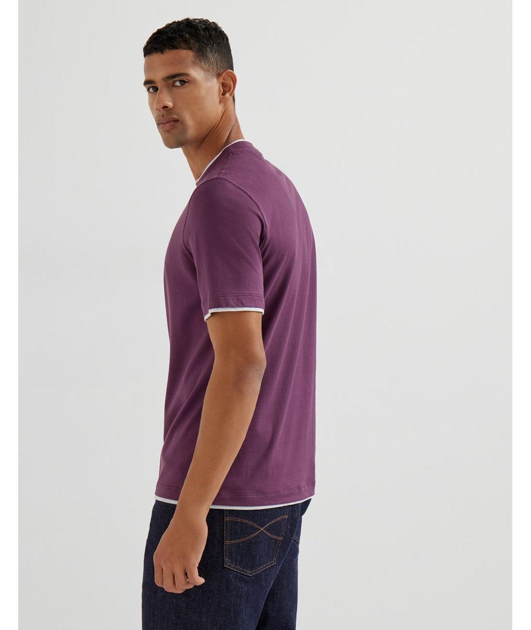 BRUNELLO CUCINELLI Фиолетовая неопреновая футболка, фото 5