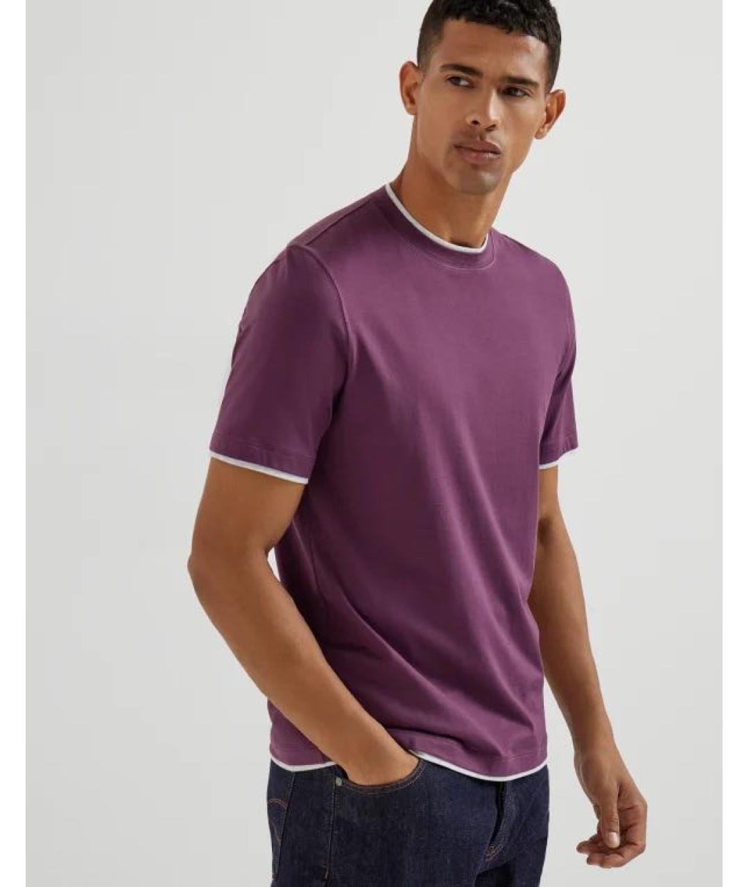 BRUNELLO CUCINELLI Фиолетовая неопреновая футболка, фото 4