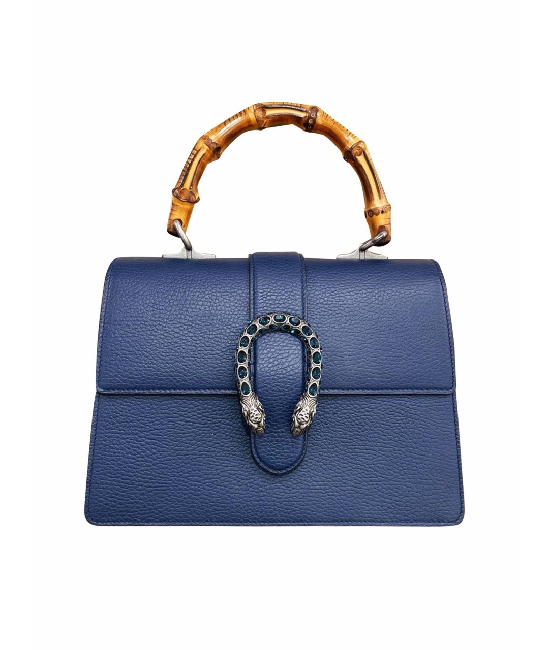 GUCCI Голубая кожаная сумка с короткими ручками, фото 1
