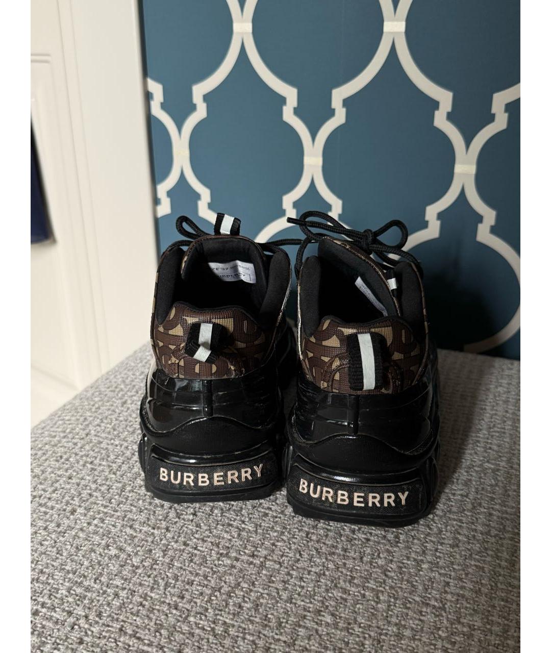 BURBERRY Черные кожаные кроссовки, фото 5